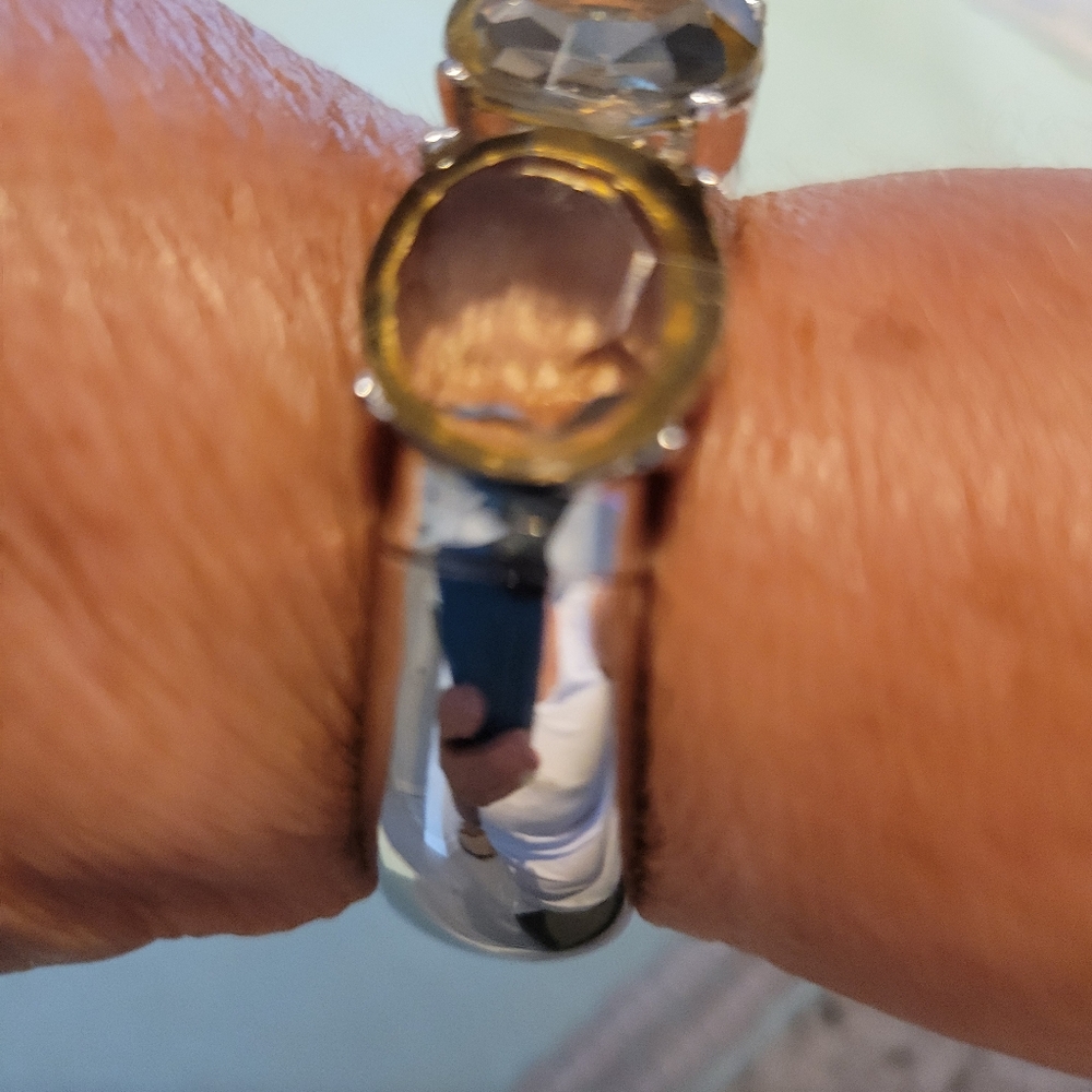 Statement Bangle Bracelet With Hinged Open, Big C… - image 4